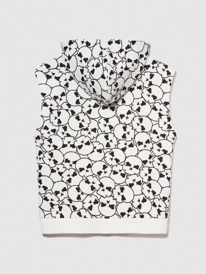 Sleeveless printed sweatshirt - boys' knitwear - White | Sisley Young image number 2